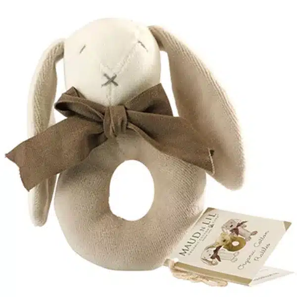 Grzechotka organiczna miękka z BIO bawełny GOTS Ears the Bunny Ring Rattle BBTB