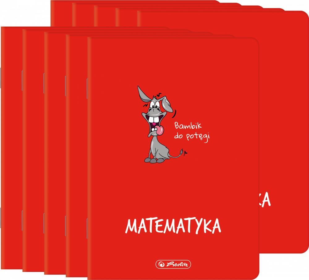 10x Zeszyt przedmiotowy w kratkę Herlitz ECO Matematyka, A5, miękka oprawa, 60 kartek, czerwony