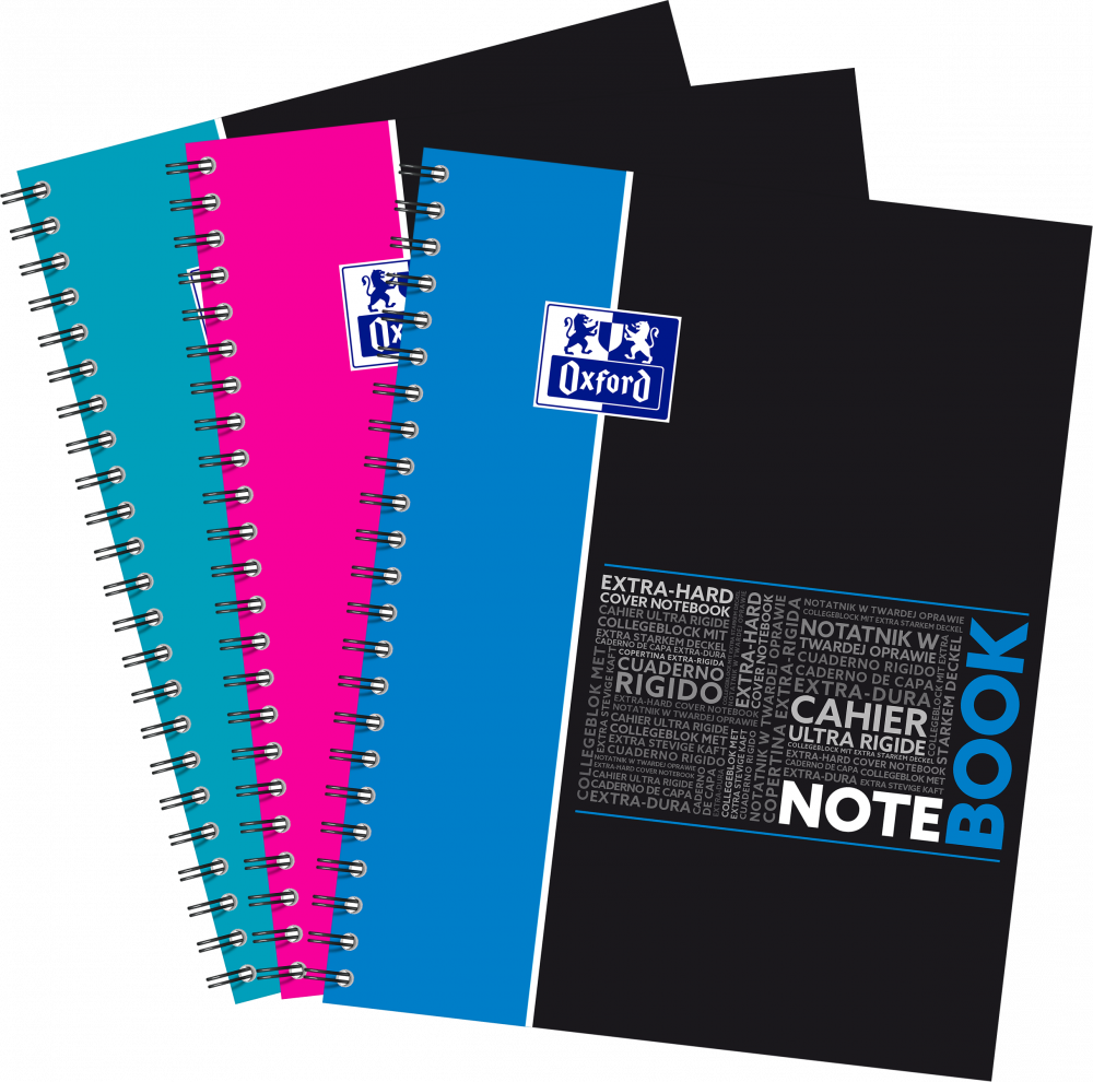 3x Kołonotatnik Oxford Student NoteBook, A4+, w kratkę, 80 kartek, okładka kartonowa, mix wzorów
