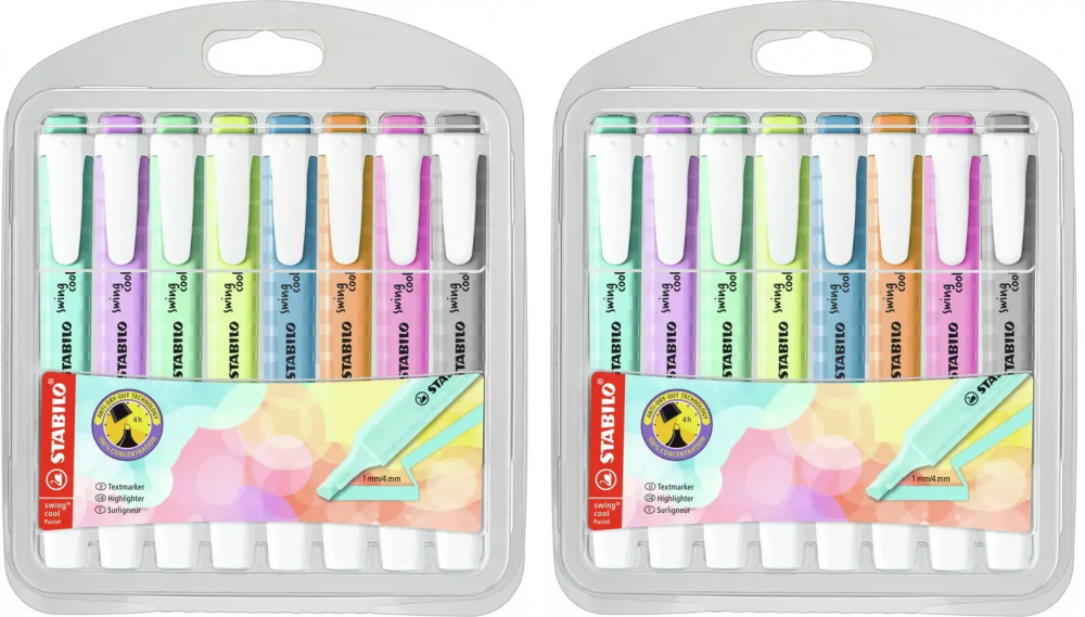 2x zakreślacz Stabilo Swing Cool Pastel, etui, 8 sztuk, (z nowymi kolorami 2022)
