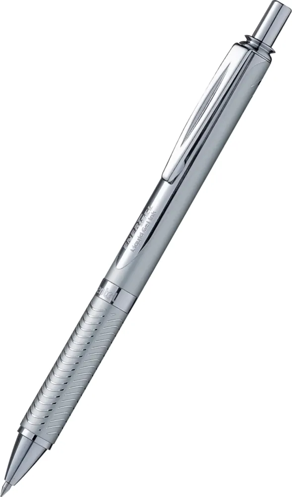 Pióro kulkowe Pentel EnerGel BL407, 0.7mm, w etui, niebieski, obudowa srebrna