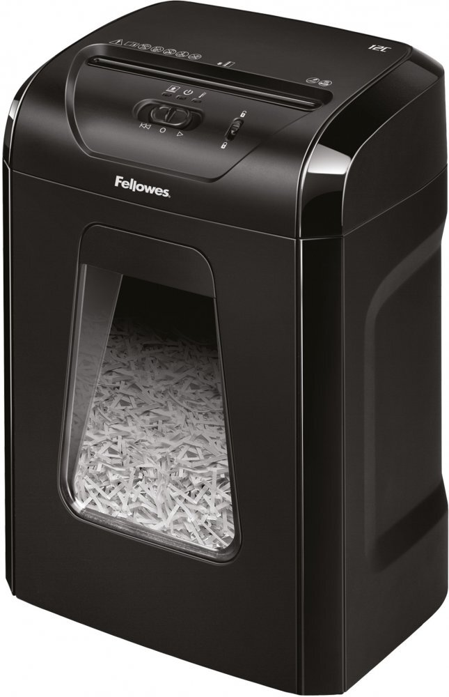 Outlet: PO SERWISIE Niszczarka Fellowes 12C, ścinek 4x40mm, 12 kartek, P-4/T-4 DIN, czarny