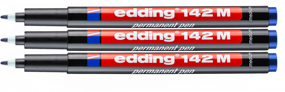 3x Foliopis permanentny edding 142M, okrągła, 1.0mm, niebieski