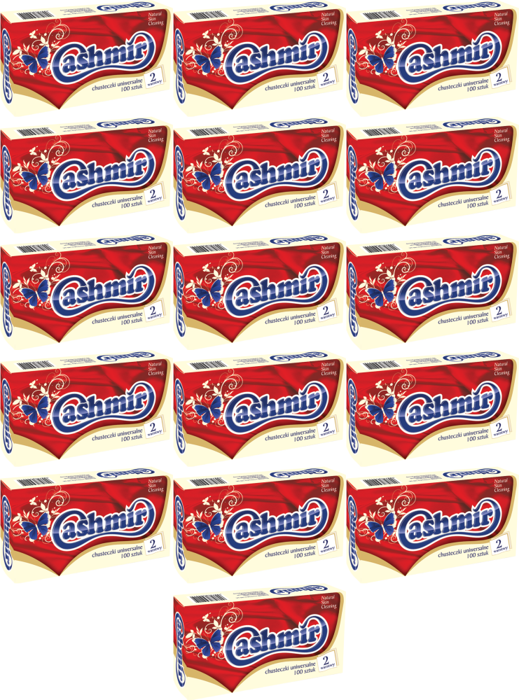 16x Chusteczki higieniczne Cashmir, w kartoniku, 100 sztuk