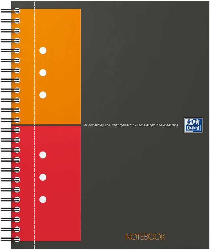 Kołonotatnik Oxford International Notebook, A5+, w kratkę, 80 kartek, okładka kartonowa, szary
