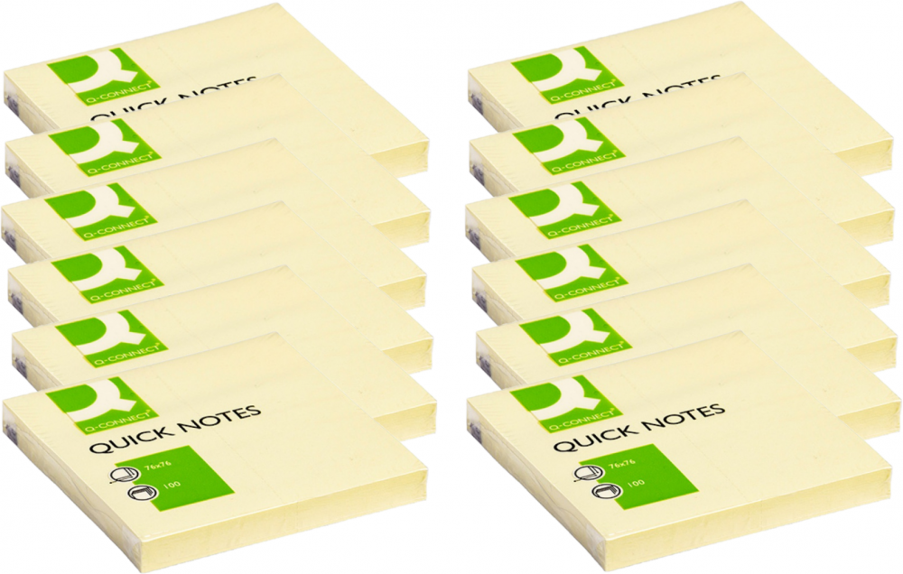 12x Karteczki samoprzylepne Q-Connect, 76x76mm, 100 karteczek, żółty pastelowy