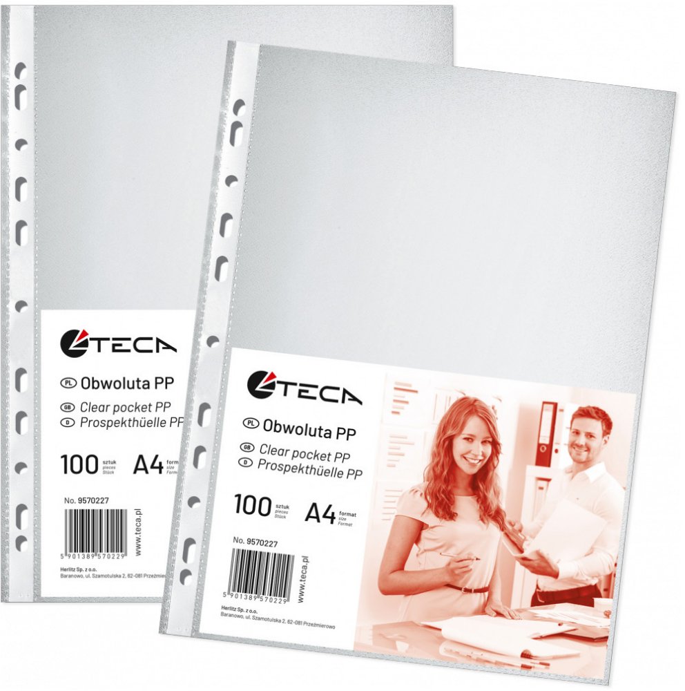 2x Koszulki groszkowe Herlitz, A4, 40μm, 100 sztuk