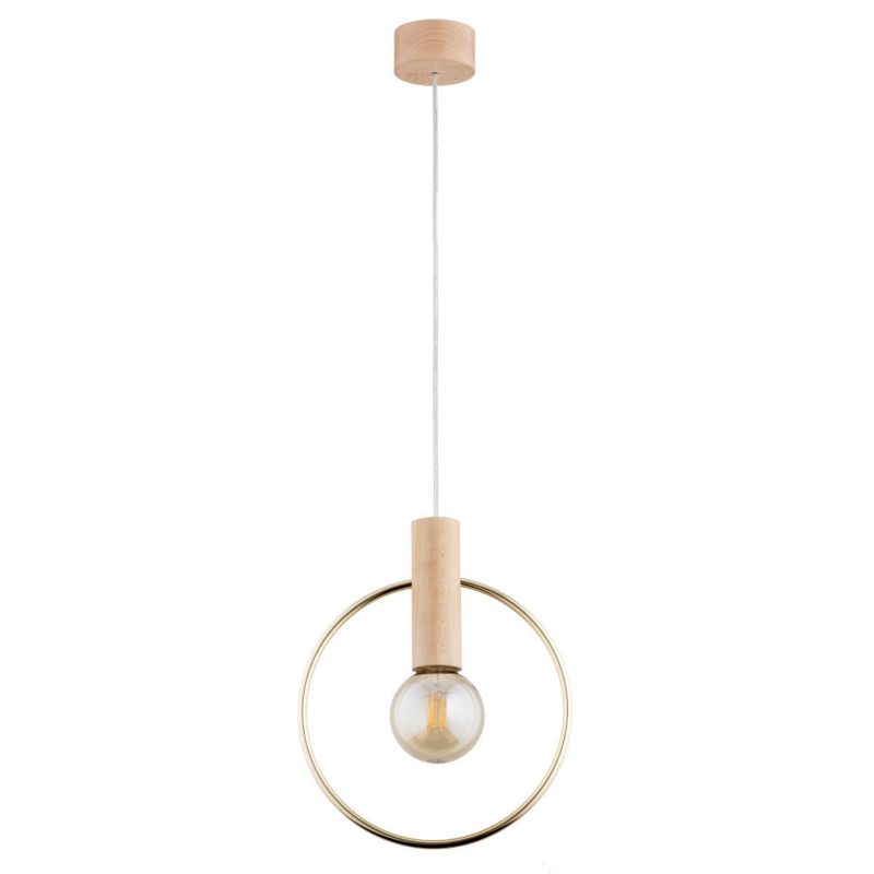 Lampa wisząca Alfa Labo 1405 jasne drewno-złota-biała ring 1xE27 x 15W 1 szt.