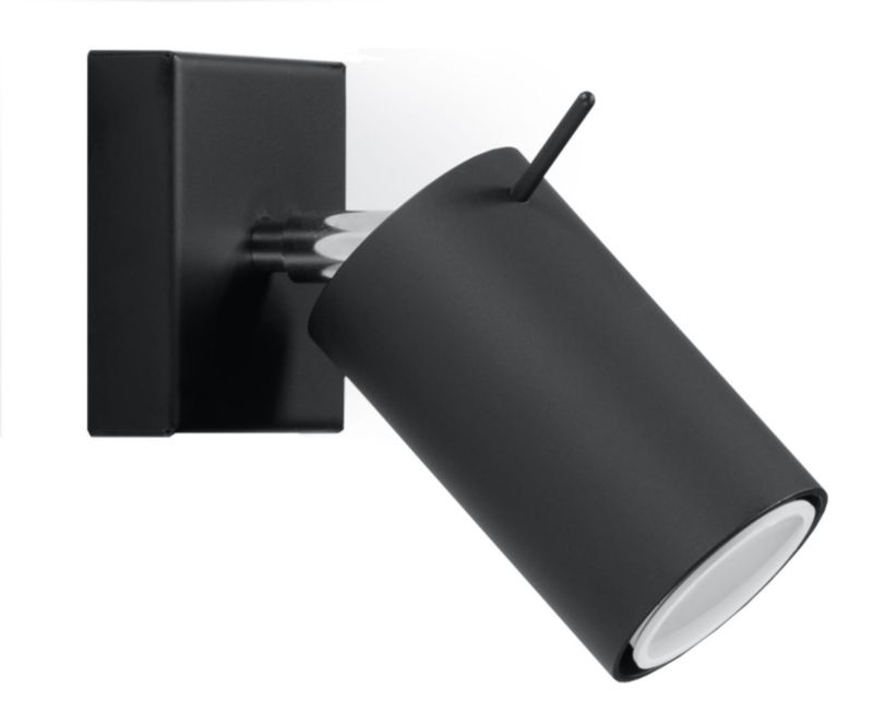 Kinkiet ścienny Sollux Lighting Ring czarno-srebrny 1 x GU10 x 40W IP20 wym: 10 x 15 x 15 cm - 1 szt.