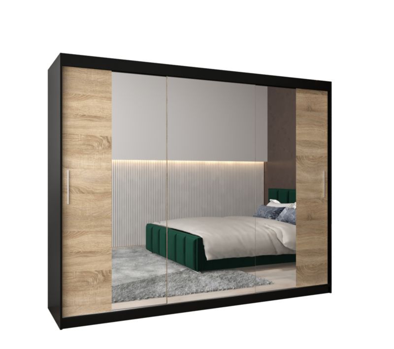 Szafa przesuwna Garderoba Abiks Tokyo 2 250 czarny + sonoma 1 szt.
