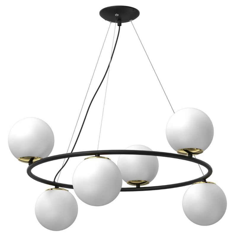 Lampa wisząca Luminex Bolti 6788 czarny mat-złoty połysk-biała ring 6xE27 x 15W 1 szt.