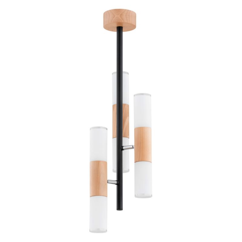Lampa sufitowa wisząca Alfa Hiroco 2639 jasne drewno-czarna-biała nowoczesna 6xE14 x 10W 1 szt.