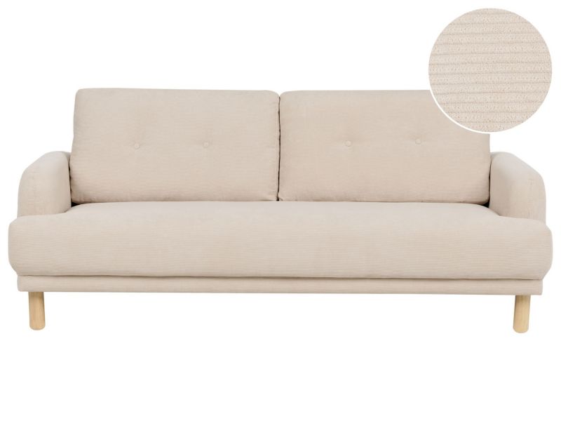 Sofa Tuve Sztruks Beżowy dla 3 osób 1 szt.