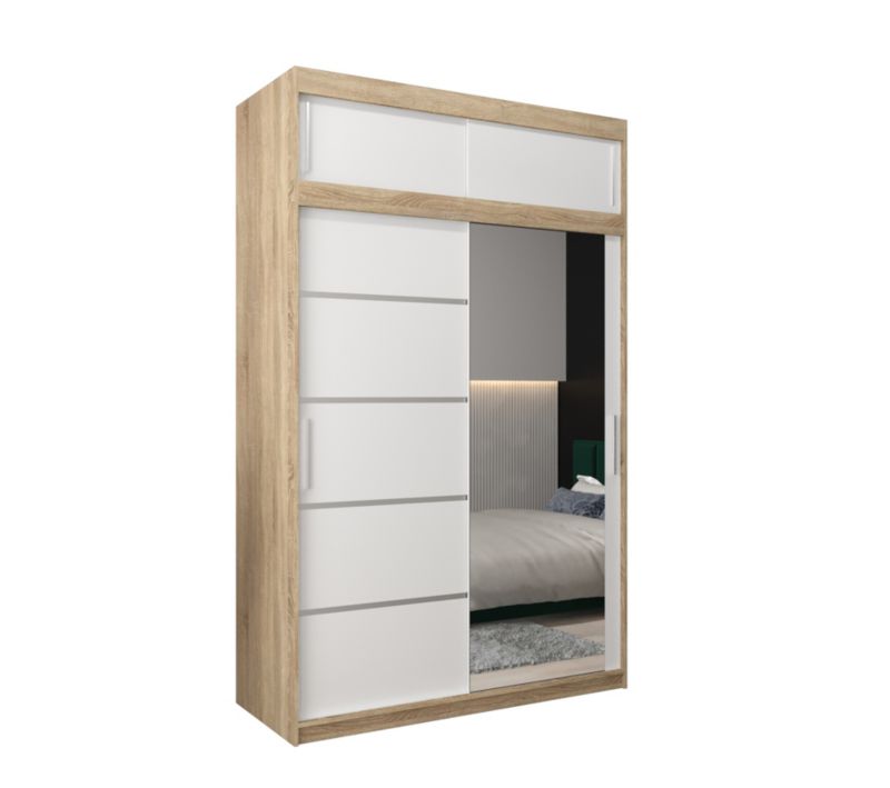 Szafa przesuwna Abiks Verona 2 150 sonoma + biały z nadstawką 1 szt.