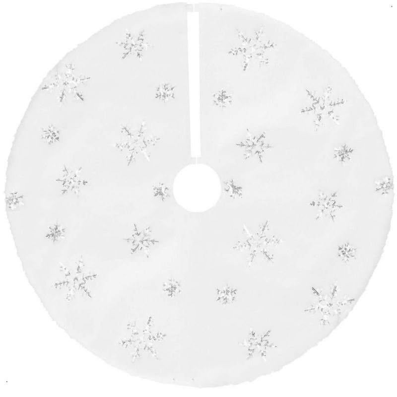 Dywanik pod choinkę Springos 55 cm mata na prezenty biała w śnieżynki 1 szt.