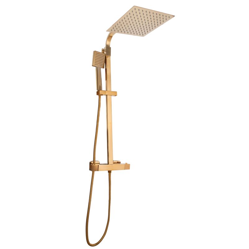 Bateria prysznicowa GOBA GOLD - YOKA HOME z deszczownicą i termostatem zestaw prysznicowy złoty- 1 szt.