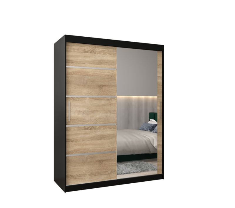 Szafa przesuwna Garderoba Abiks Verona 2 150 czarny + sonoma 1 szt.