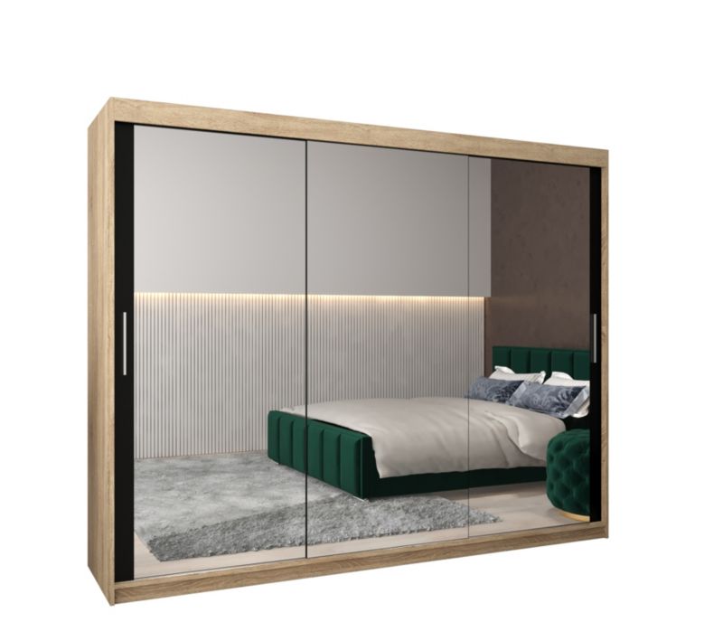 Szafa przesuwna Garderoba Abiks Tokyo 3 250 sonoma + czarny 1 szt.