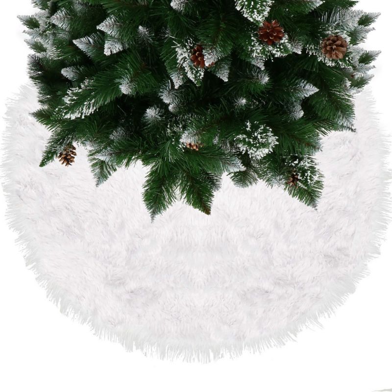 Dywanik pod choinkę Springos 85 cm biały włochacz mata na prezenty 1 szt.