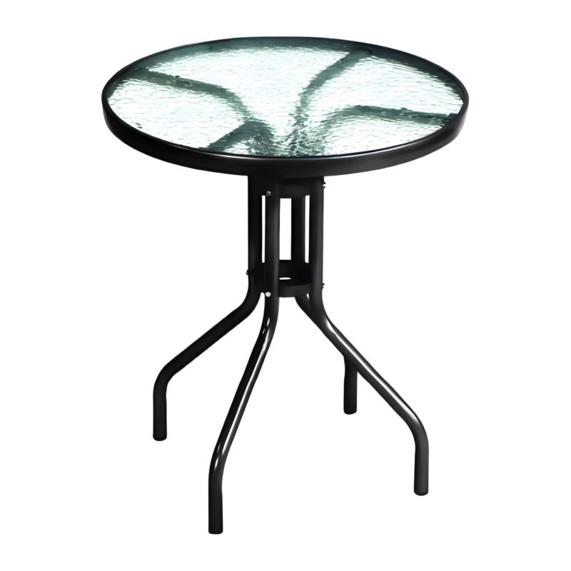 Stolik ogrodowy ze szklanym blatem JUMI 60 cm metalowy, okrągły stół balkonowy 1 szt.