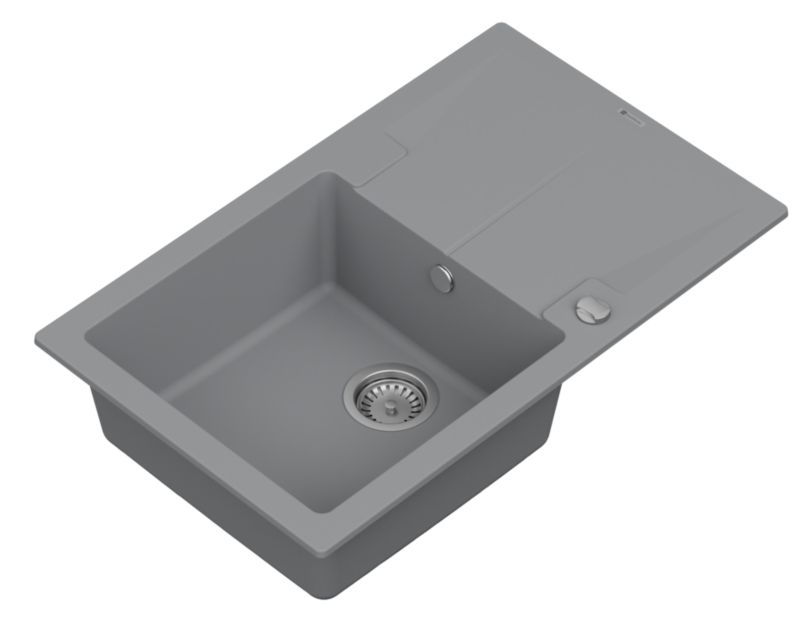 Zlewozmywak kuchenny granitowy GranMaster Caro 780x480x192 mm, jednokomorowy z ociekaczem, tytan 1 szt.