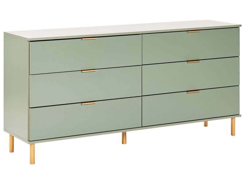 Komoda 6 szuflad zielona Walpole 1 szt.