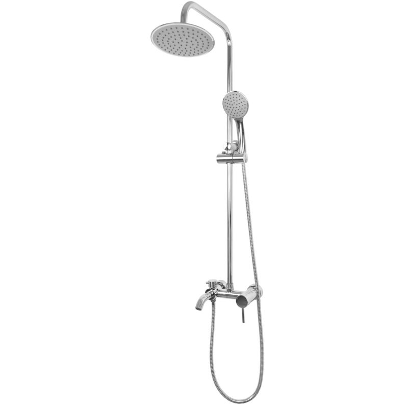 Bateria prysznicowa MUTABI-20-CHR - YOKA HOME z deszczownicą natynkowy z wylewką panel prysznicowy chrom - 1 szt.