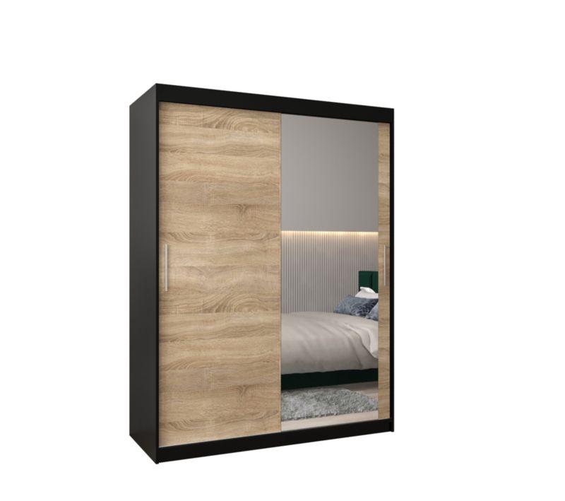 Szafa przesuwna Garderoba Abiks Tokyo 2 150 czarny + sonoma 1 szt.