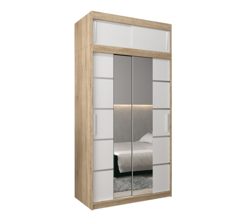 Szafa przesuwna Abiks Verona 4 120 sonoma + biały z nadstawką 1 szt.