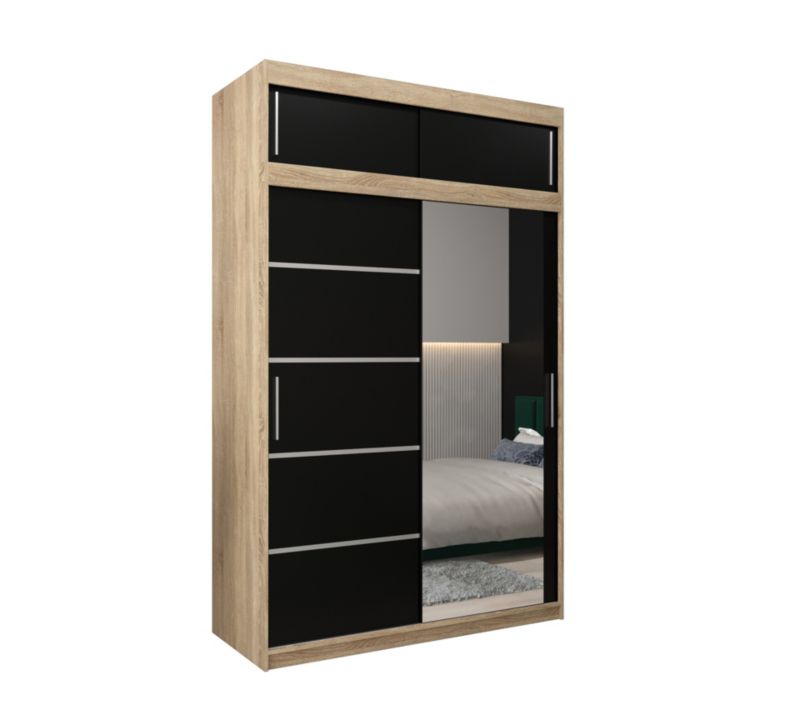 Szafa przesuwna Abiks Verona 2 150 sonoma + czarny z nadstawką 1 szt.