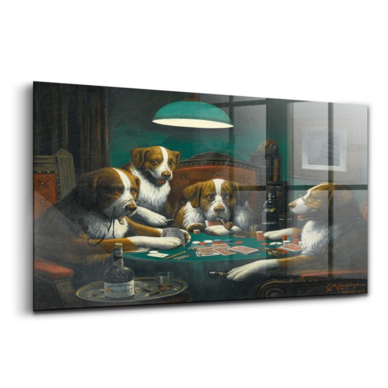 Szklany Obraz Ścienny Wallfluent 140x70 cm Psy grające w pokera 1 szt.