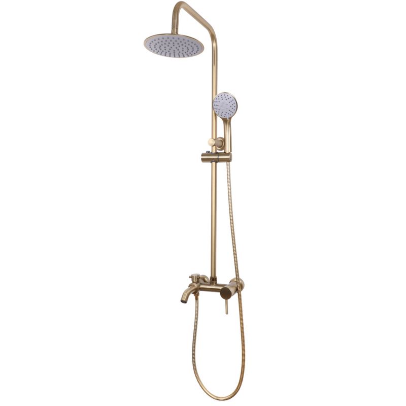 Bateria prysznicowa MUTABI-20-BRUSHED-GLD - YOKA HOME z deszczownicą natynkowy z wylewką panel prysznicowy złoto szczotkowane-1szt