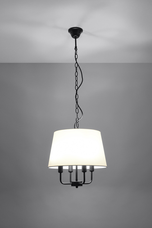 Pasteri lampa wisząca czarny matowy 4x40w e14 abażur beżowy