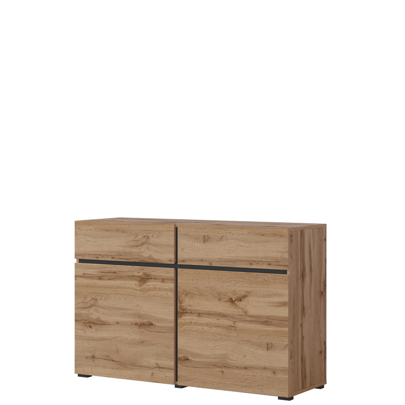 Mała komoda z szufladami do salonu 120 cm CROSS dąb wotan