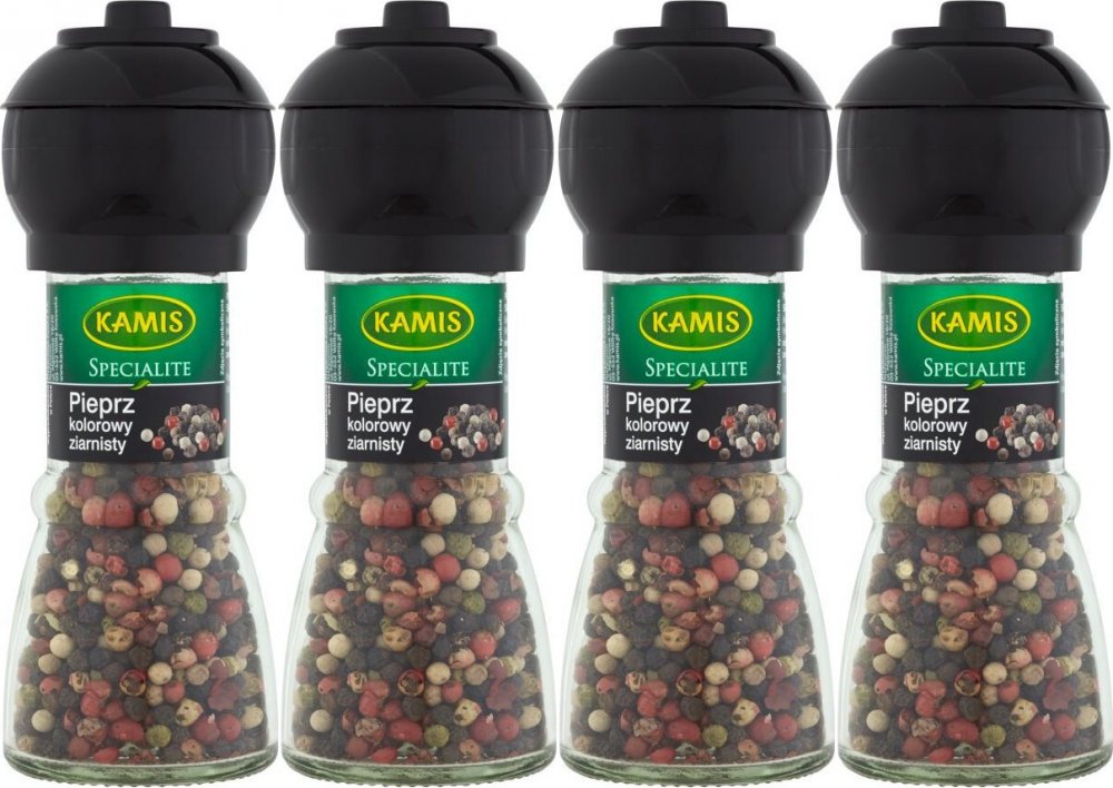 4x Pieprz kolorowy ziarnisty Kamis, w młynku, 36g