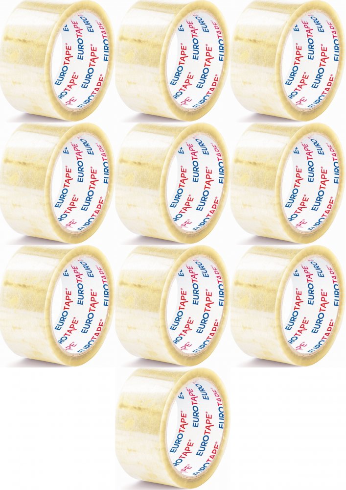 10x Taśma pakowa Dalpo Eurotape, Premium "Extra mocna", 50mmx66m, transparentny