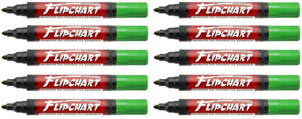 10x Marker do flipchartów Kamet Standard, okrągła, 5mm, zielony