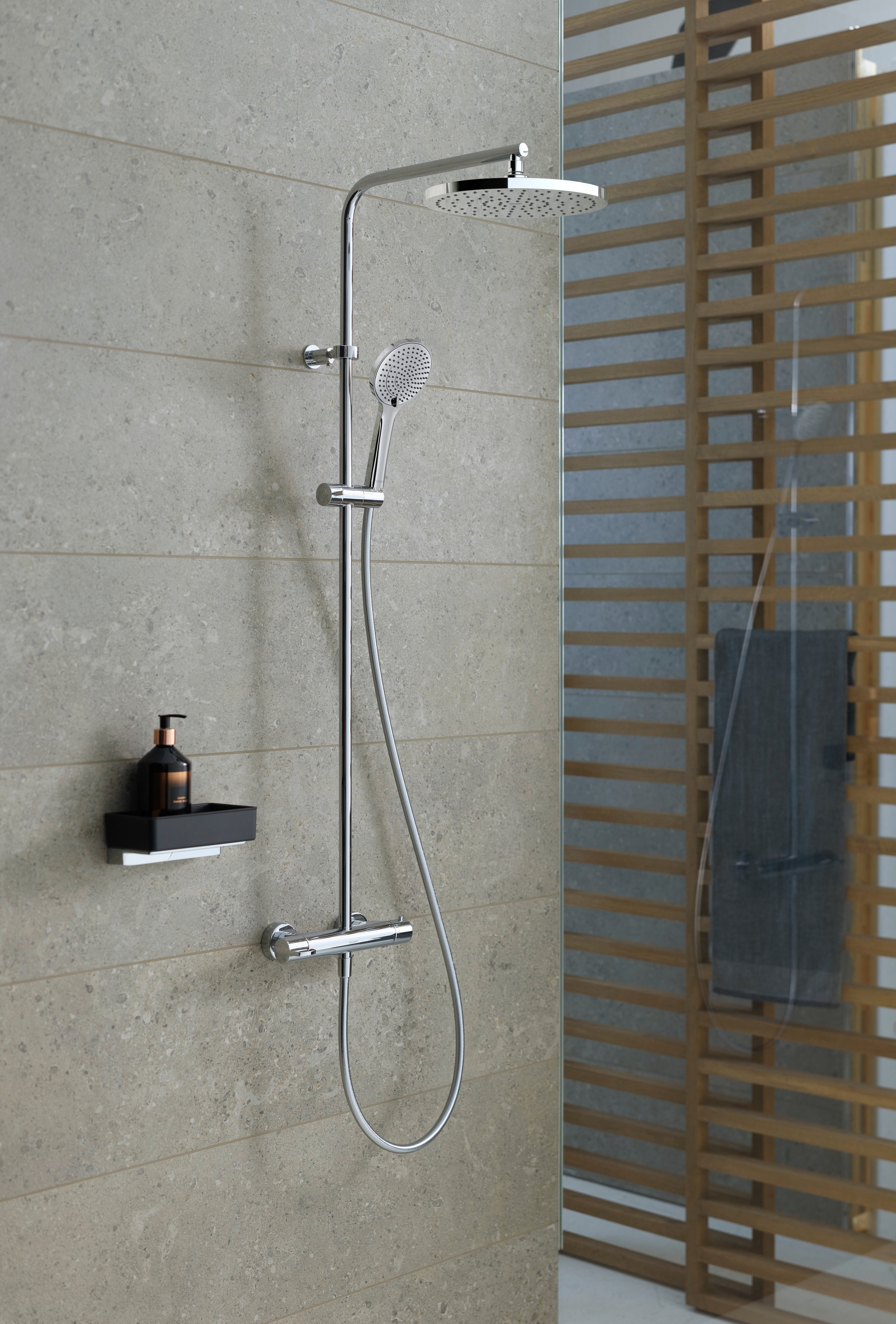 Duravit B.1 zestaw prysznicowy ścienny termostatyczny z deszczownicą chrom B14280008010