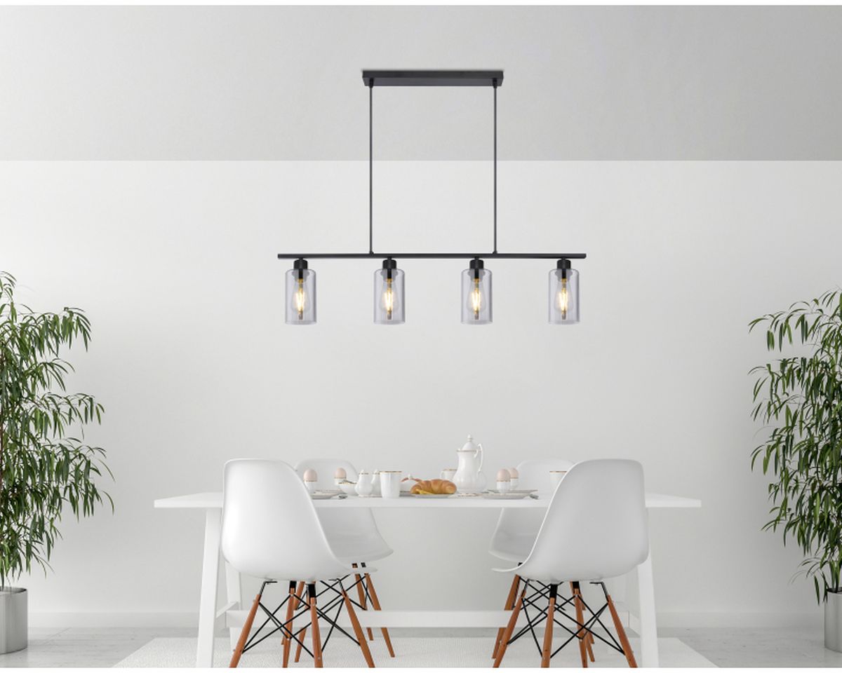 Globo Lighting Hadera lampa wisząca 4x60W czarny mat/przydymiony 15465-4H