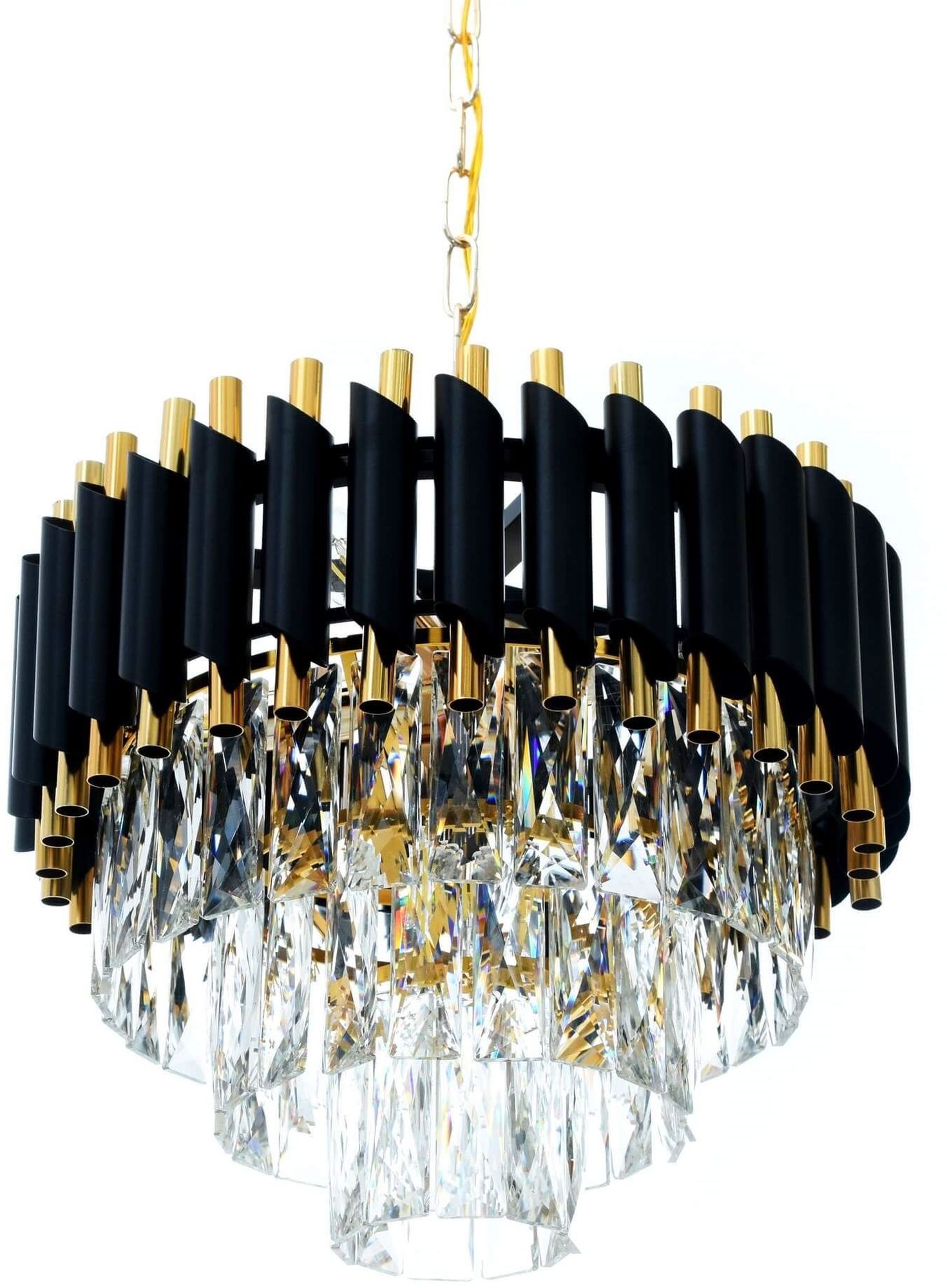 Lumina Deco Mazini D40 lampa wisząca 6x40W czarno/złota/kryształ LDP6003-400BK+GD