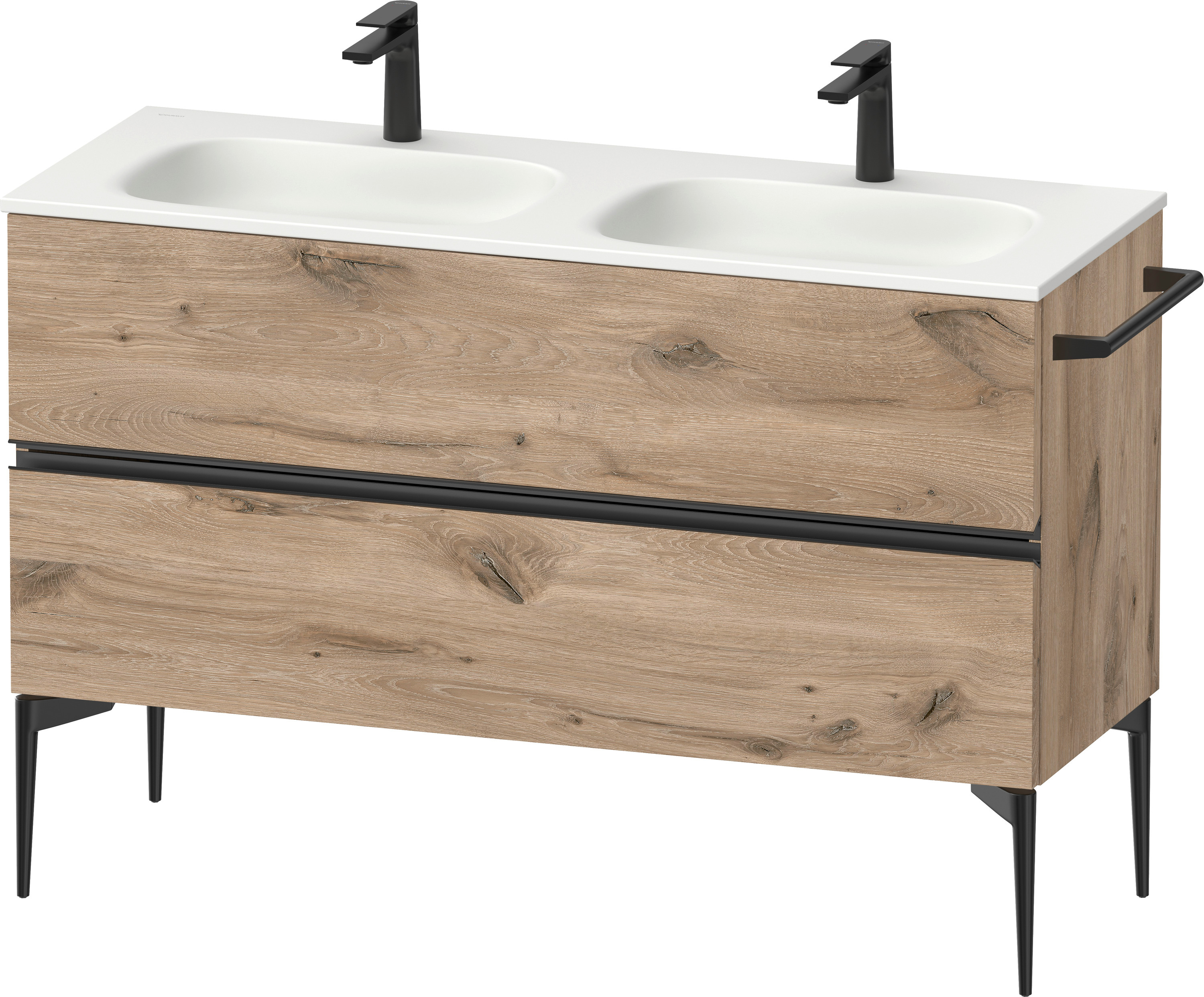Duravit Sivida szafka 128x47,7x59,2 cm podumywalkowa wisząca czarna-dąb SV46540BD550000