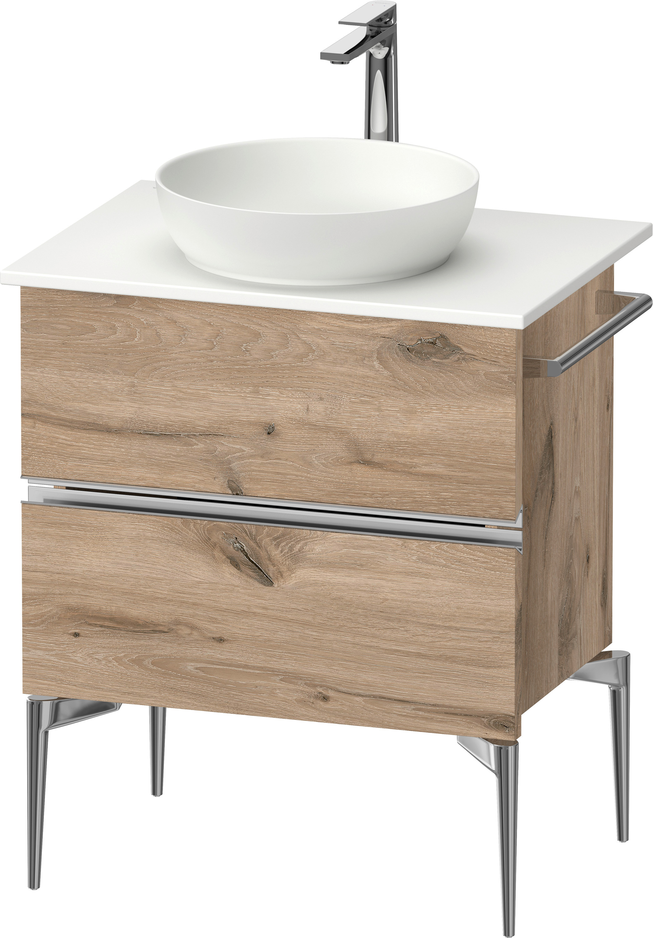 Duravit Sivida szafka 64,5x47,5x54,8 cm podumywalkowa wisząca dąb-chrom SV4657010550000