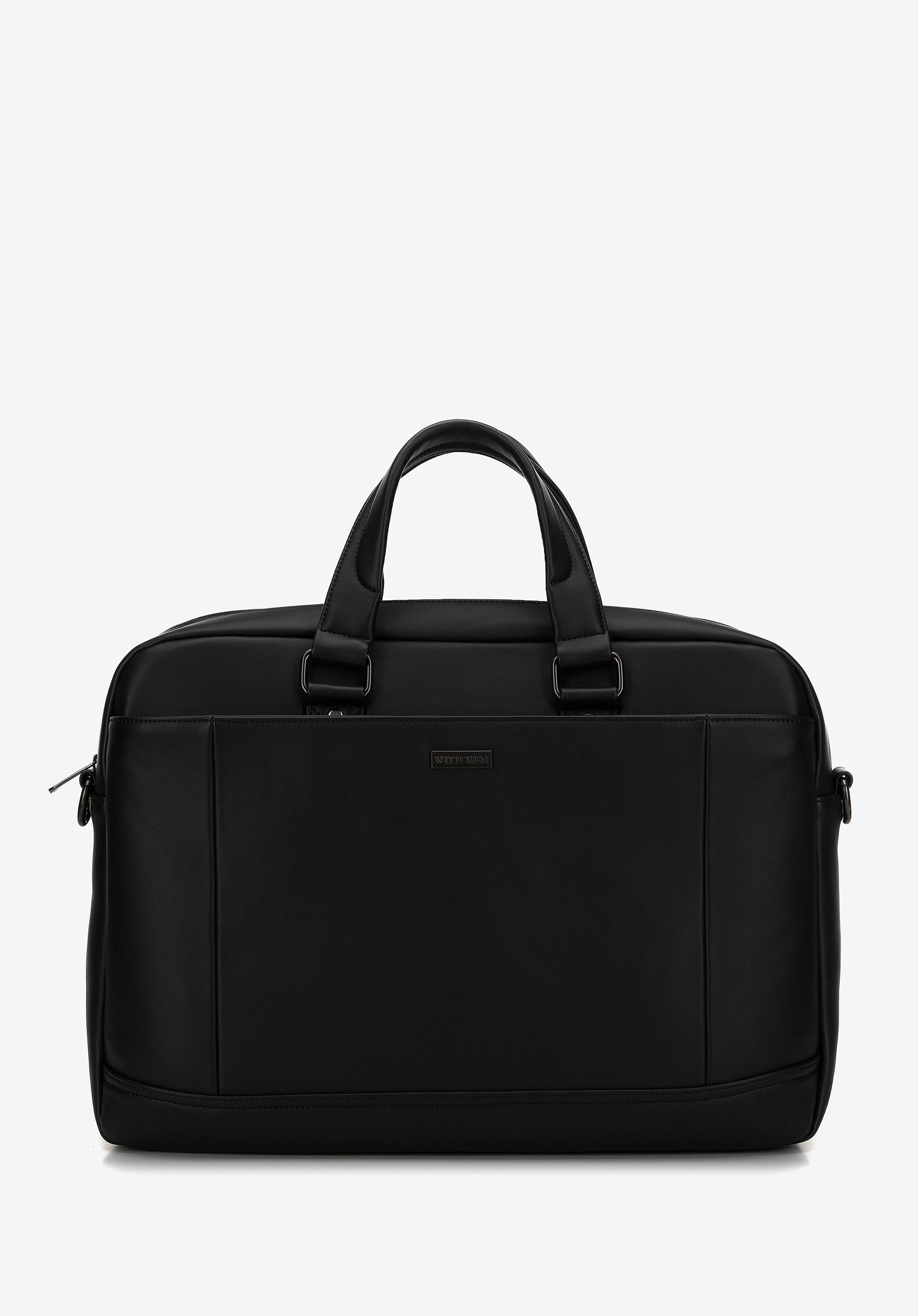 Męska torba na laptopa 15,6” z ekoskóry dwukomorowa czarna