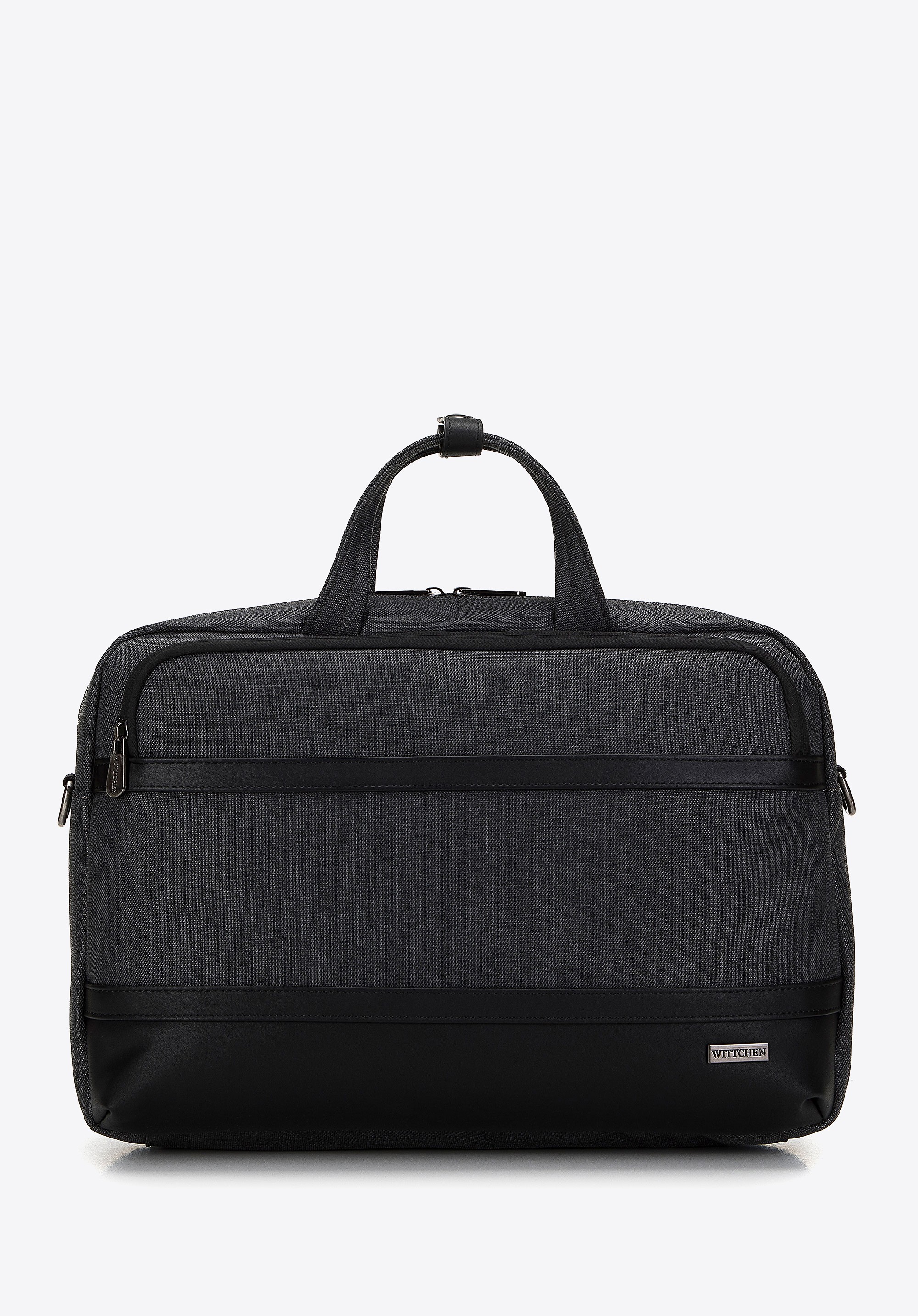 Męska torba na laptopa 15,6” z lamówką z ekoskóry czarna