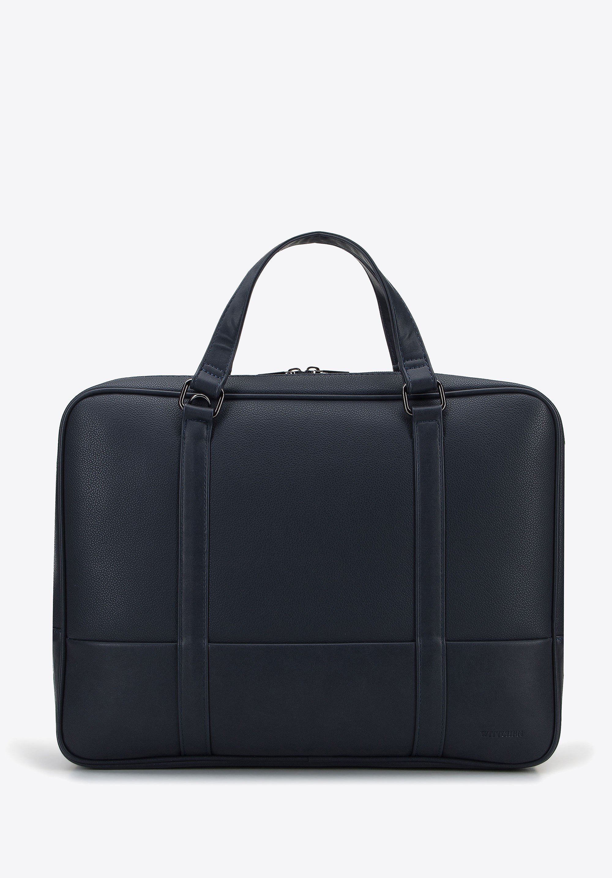 Torba na laptopa 15,6” z ekoskóry o dwóch fakturach dwukomorowa granatowa
