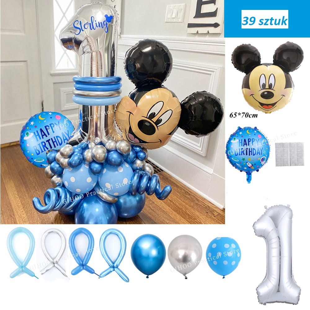 Balony Mickey 39 sztuk Zestaw