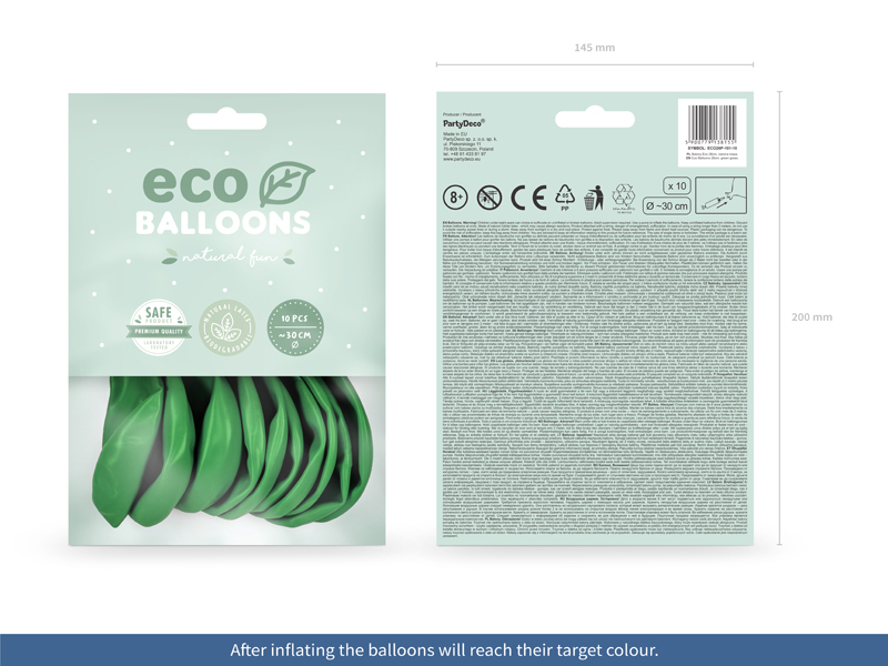 Balony Eco 26cm pastelowe, zielona trawa, (1 op. / 10 szt.).
