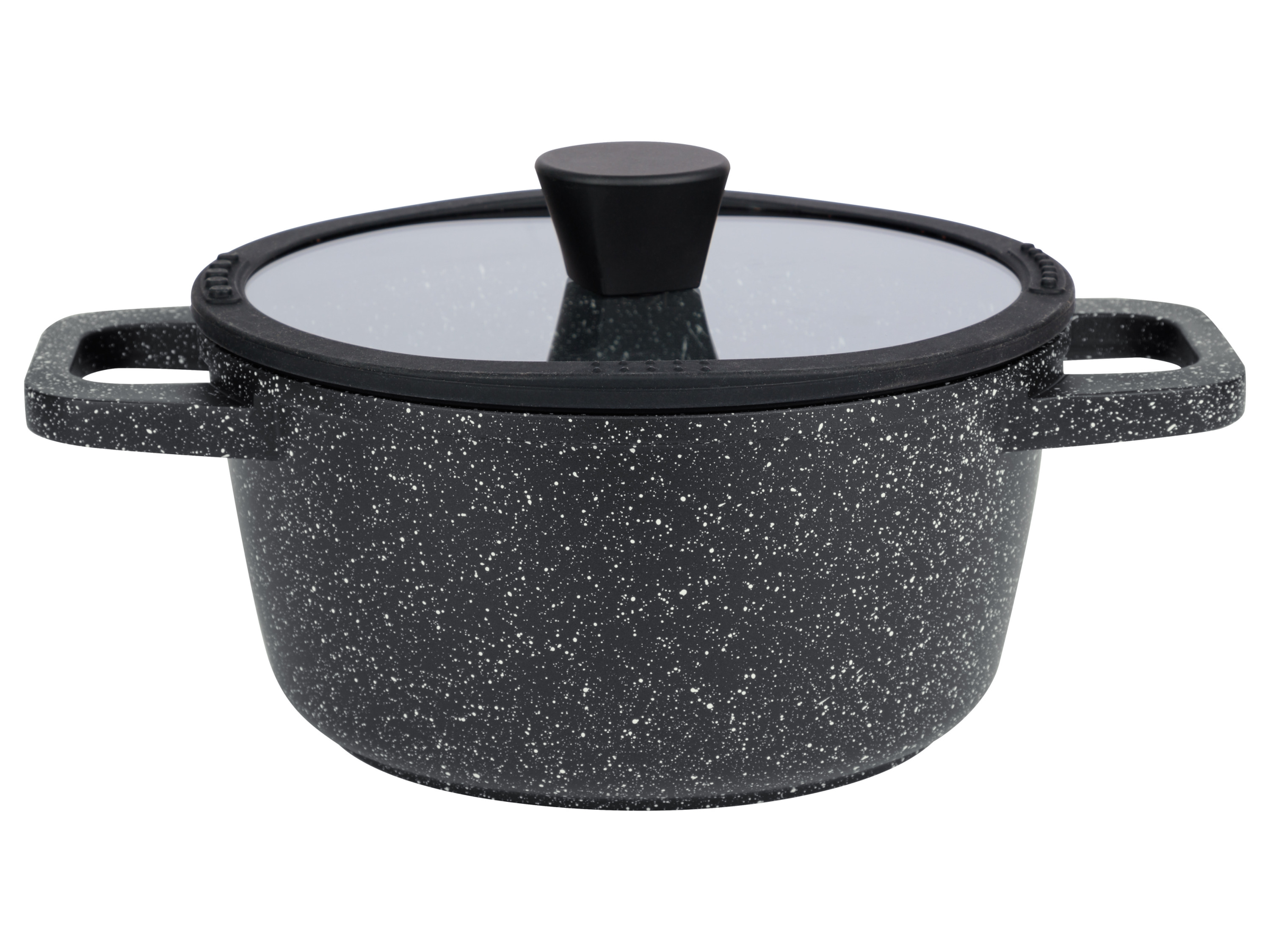 Livarno home Garnek aluminiowy z miarką, Ø 20 cm kamień granitowy/czarny