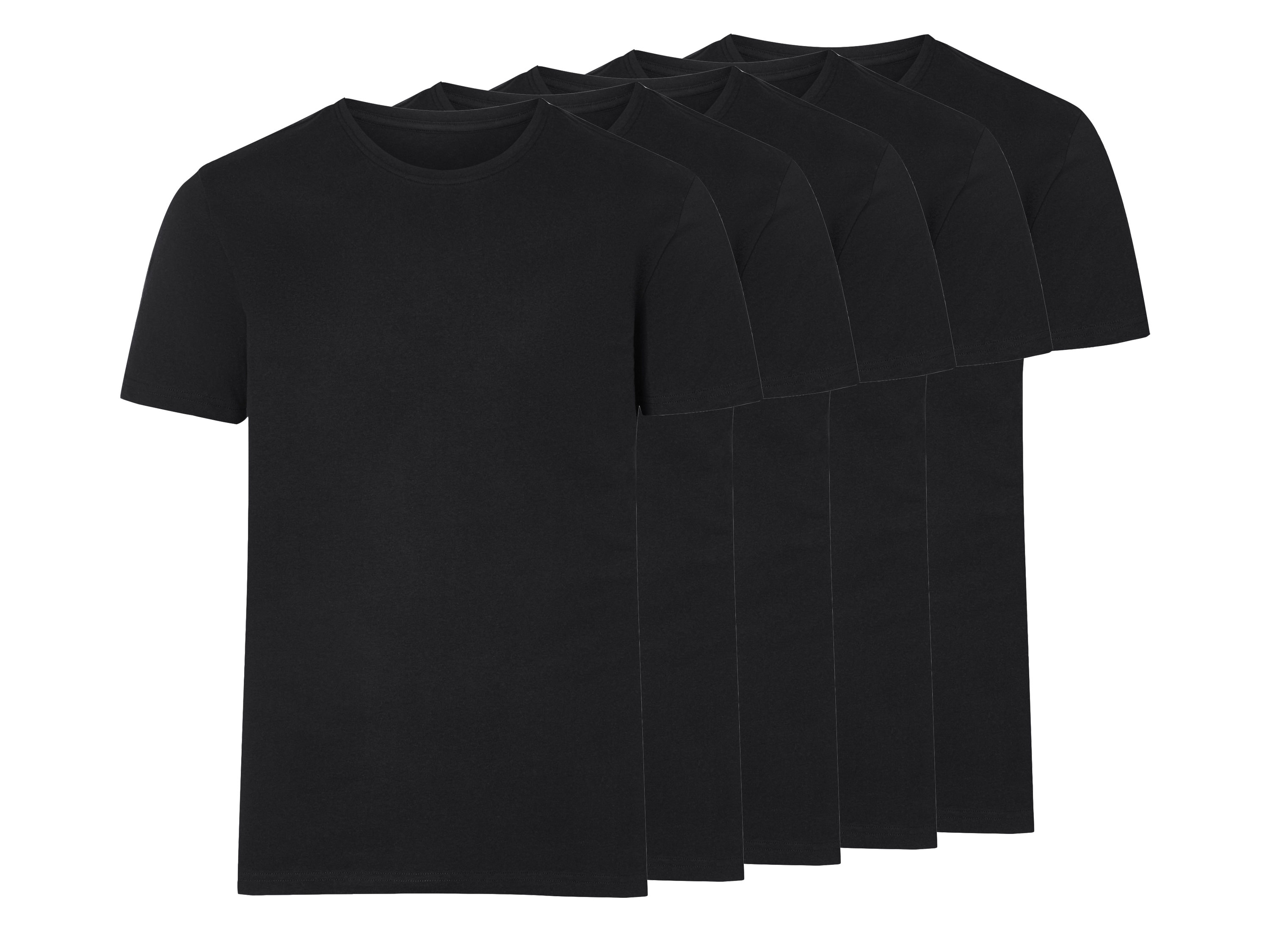 esmara Men T-shirty męskie z bawełny, 5 sztuk Czarny, M 48/50
