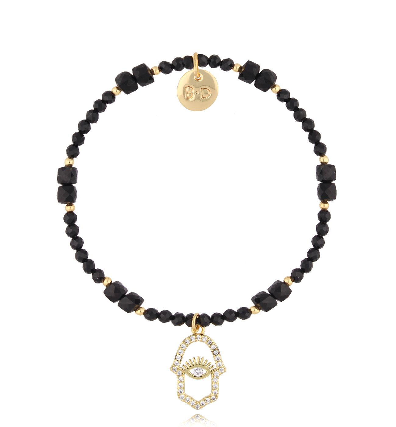 Bransoletka z turmalinami i ręką Fatimy Amulette - By Dziubeka